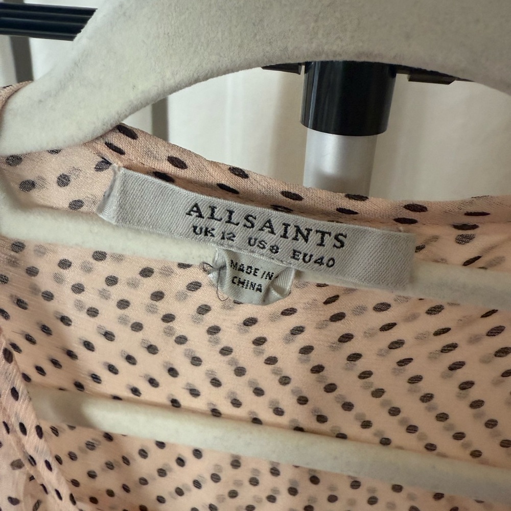 All Saints Pink Polka Dot Sheer Blouse - Picture 3 of 7